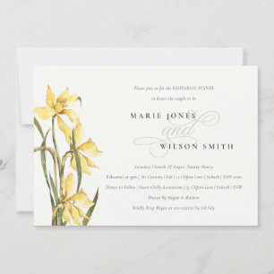 Elegant Gult Daffodil Rehearsal Dinner Inbjudan