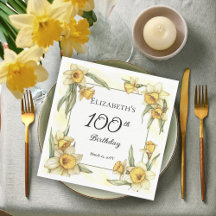 Elegant Gult Daffodils Blommigt 100:e födelsedagen