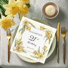 Elegant Gult Daffodils Blommigt 21:a födelsedagen Pappersservett