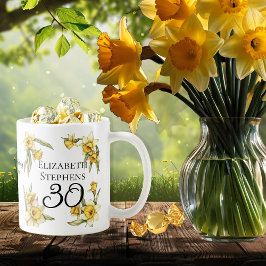 Elegant Gult Daffodils Blommigt 30års födelsedag Kaffemugg