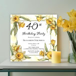 Elegant Gult Daffodils Blommigt 40 födelsedagar Inbjudningar<br><div class="desc">Daffodiller i gulten av elegant är en blommigt som är utformad för "40:e födelsedagen Party" och som har en blommigt kvadrat ram av daffodils som omger en vit och grönt ram på en nödlidande gult och vit bakgrund.</div>