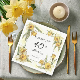 Elegant Gult Daffodils Blommigt 40 födelsedagar Pappersservett