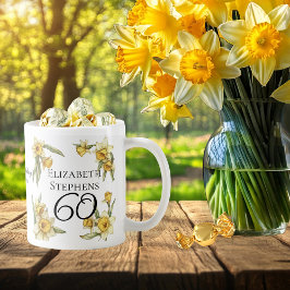 Elegant Gult Daffodils Blommigt 60 födelsedagar Kaffemugg