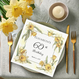Elegant Gult Daffodils Blommigt 60 födelsedagar Pappersservett
