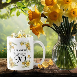 Elegant Gult Daffodils Blommigt 90:e födelsedag Kaffemugg
