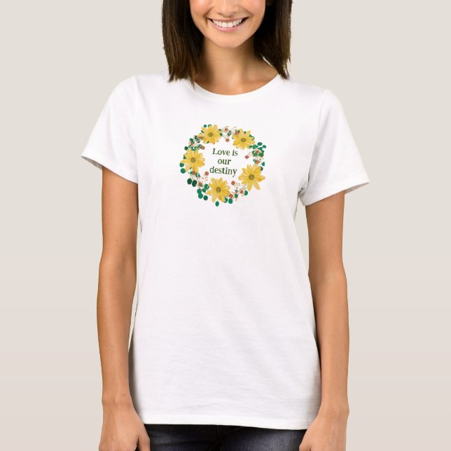 Elegant Gult Daisy Bröllop Blommigt Utandning av  T Shirt (Framsida)
