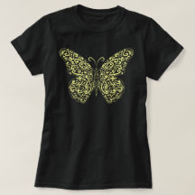 Elegant Gult Flourish Butterfly T-Shirt