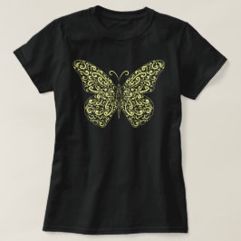 Elegant Gult Flourish Butterfly T-Shirt