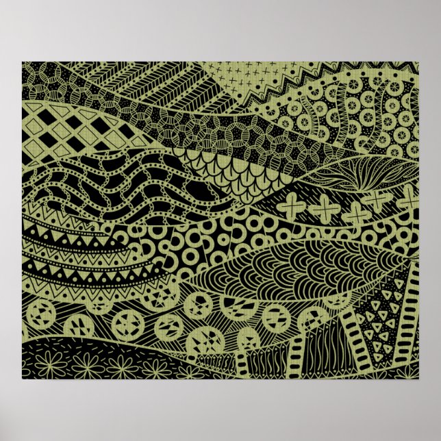 Elegant Gult Geometric Abstrakt Tribal Mönster Poster (Framsidan)