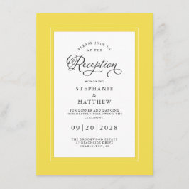 Elegant Gult Grått Wedding Reception Chic Gräns Tilläggskort