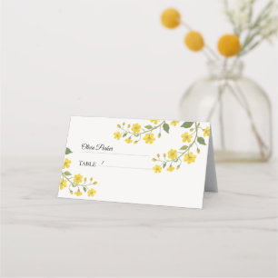 Elegant Gult Grönt Blommigten Wildblommor Placeringskort
