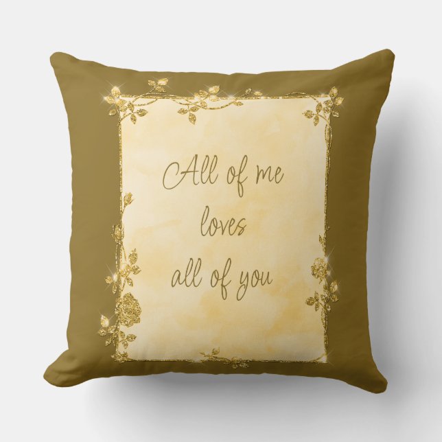 Elegant Gult Guld Gnistra Ram Valentine Kudde (Framsida)