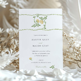 Elegant Gult Guld Greenery Bröllop Inbjudningar