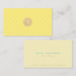 Elegant Gult Guld Monogram Affärskort Visitkort