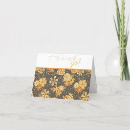 Elegant Gult Guld Orange Flowers on Brown Tack Kort