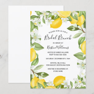 Elegant Gult Lemons Watercolor Möhippa Brunch Inbjudningar