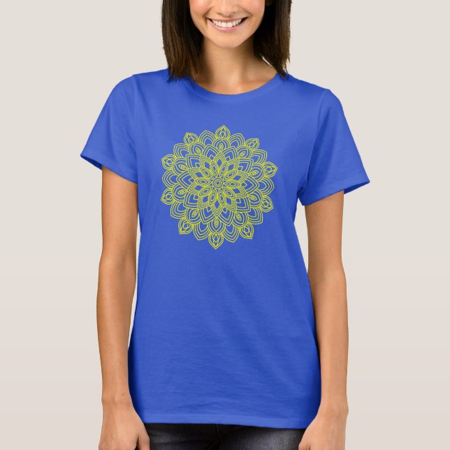 Elegant Gult Mandala T Shirt (Framsida)