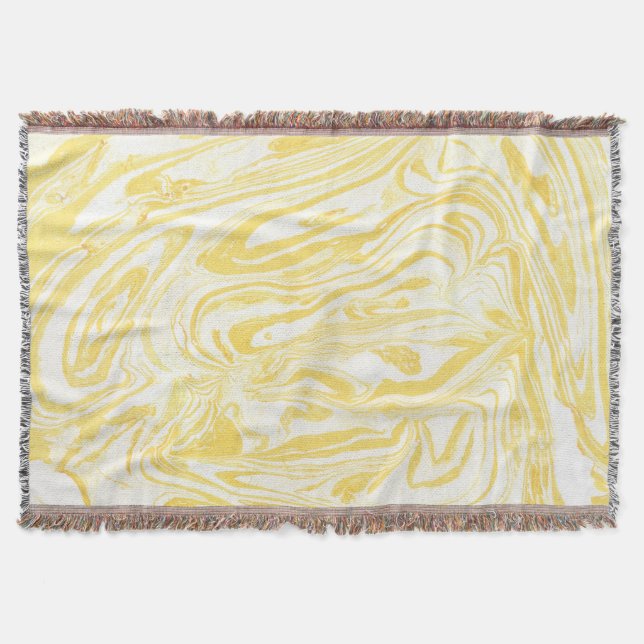 Elegant Gult Marble: Handdrad Struktur Filt (Framsidan)