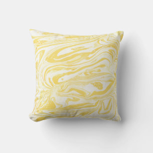 Elegant Gult Marble: Handdrad Struktur Kudde