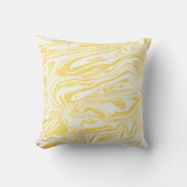 Elegant Gult Marble: Handdrad Struktur Kudde (Framsida)