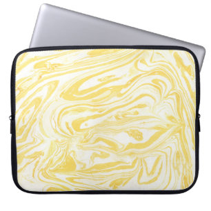 Elegant Gult Marble: Handdrad Struktur Laptop Fodral