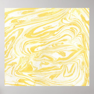 Elegant Gult Marble: Handdrad Struktur Poster