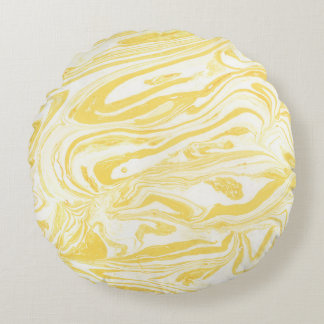 Elegant Gult Marble: Handdrad Struktur Rund Kudde