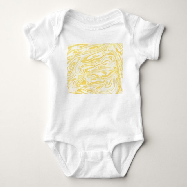 Elegant Gult Marble: Handdrad Struktur T Shirt (Framsida)