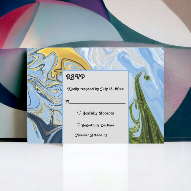 Elegant Gult med minimal Grönt, blå Abstrakt Bröll OSA Kort (Skapare uppladdad)