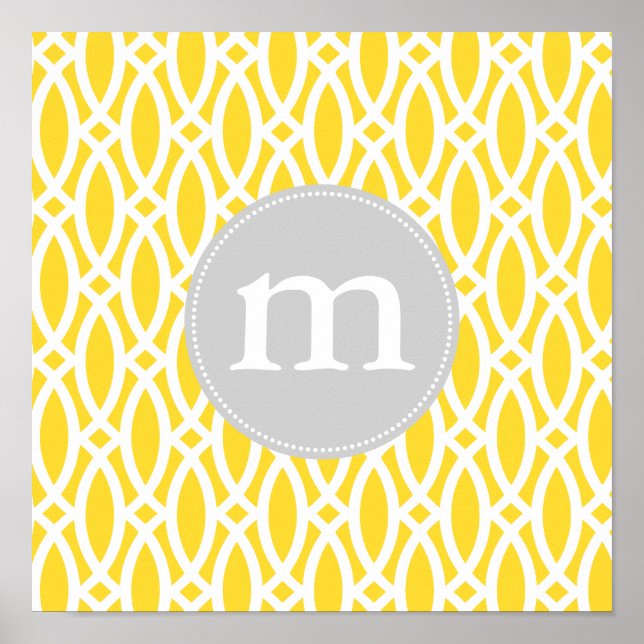 Elegant Gult Modern Trellis Personlig Poster (Framsidan)