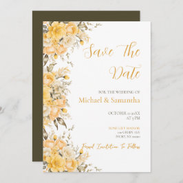 Elegant Gult och Elfenbenskusten Ro Bröllop Spara Datumet