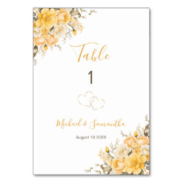 Elegant Gult och Ro Bröllop-signalen Bordsnummer