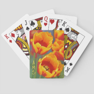 Elegant Gult och Röd tunna Initialer Casinokort