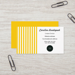 Elegant Gult och vitt Rand med Logotyp Visitkort