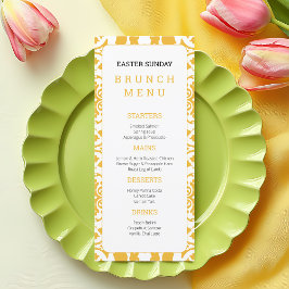 Elegant Gult Påsk Söndag Brunch Blommigt Chic Meny