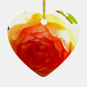 Elegant gult persikoröd aprikos blommigt ro julgransprydnad keramik