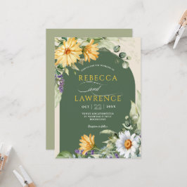 Elegant gult Sage blommor bröllopsinbjudan Inbjudningar