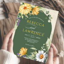 Elegant gult Sage blommor bröllopsinbjudan