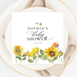 Elegant Gult Solros Sol Bee Baby Shower Pappersservett