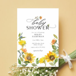 Elegant Gult Solros Sunny Bee Baby Shower Inbjudningar