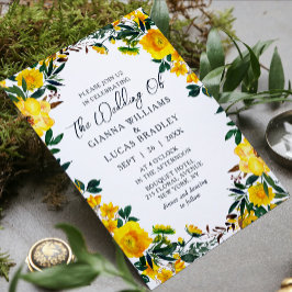Elegant Gult Vattenfärg Botaniska Blommigten Bröll Inbjudningar