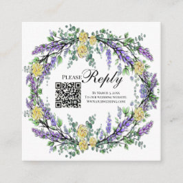 Elegant gult vattenfärg ro lavender OSA QR Tilläggskort