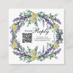 Elegant gult vattenfärg ro lavender OSA QR Tilläggskort