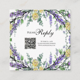 Elegant gult vattenfärg ro lavender OSA QR Tilläggskort