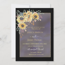 Elegant Gult Vattenfärg Solros Sunny Inbjudningar