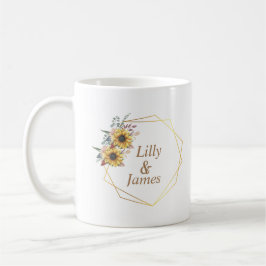 Elegant Gult Vattenfärg Solros Sunny Kaffemugg