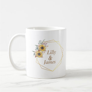 Elegant Gult Vattenfärg Solros Sunny Kaffemugg
