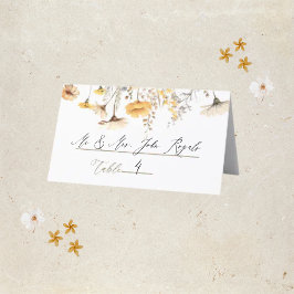 Elegant Gult Watercolor Wildblommor Bröllop Placeringskort