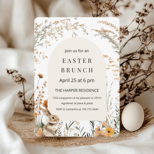 Elegant Gult WildblomArch Påsk Brunch Inbjudningar (Skapare uppladdad)