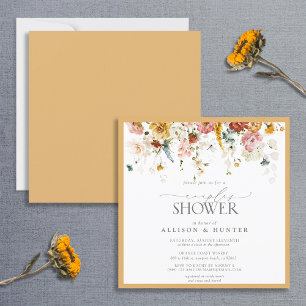 Elegant Gult Wildblomma Blommigt Par Shower Inbjudningar